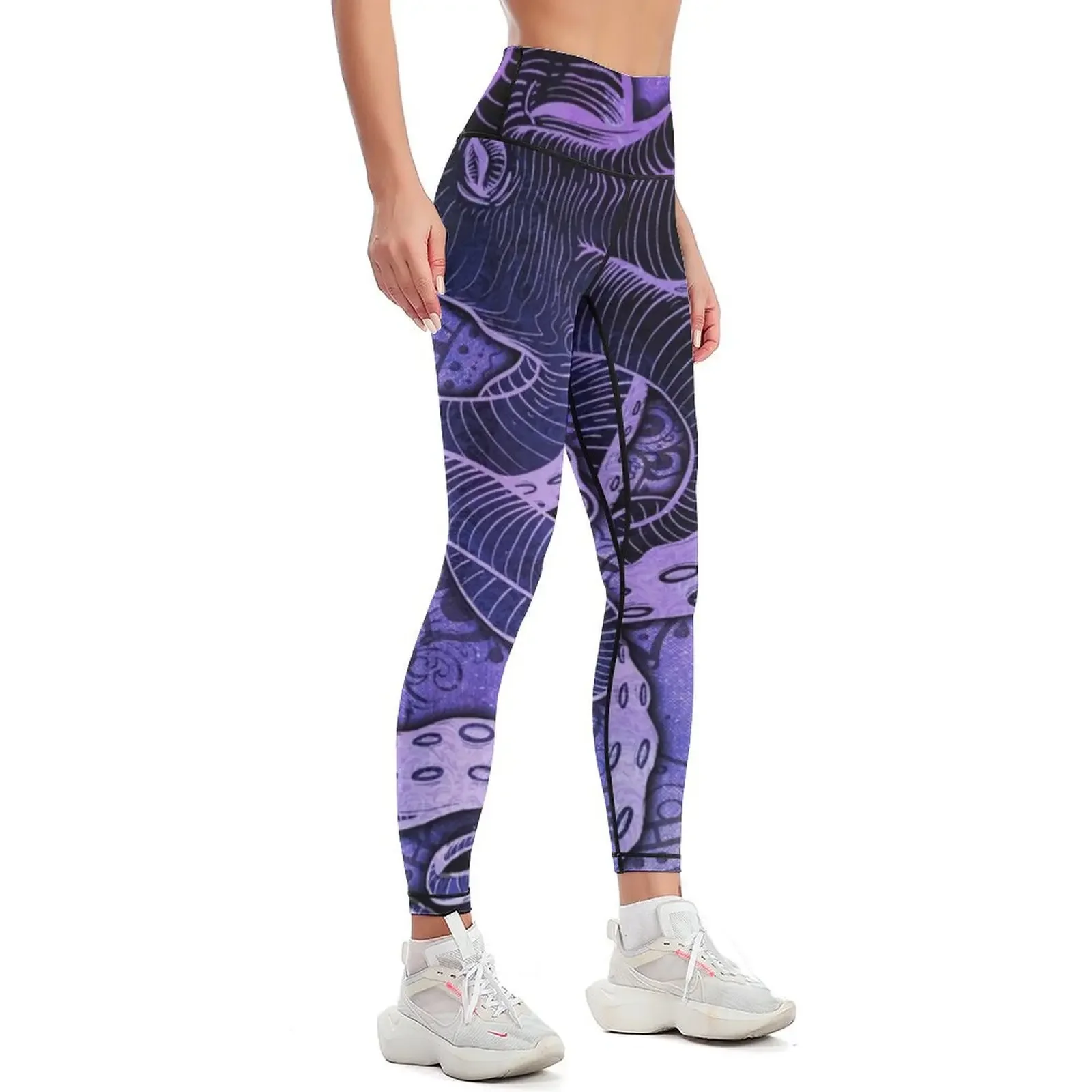 Octopus on Damask - Purple Edition Leggings for girls gym clothing Fitness clothing Womens Leggings