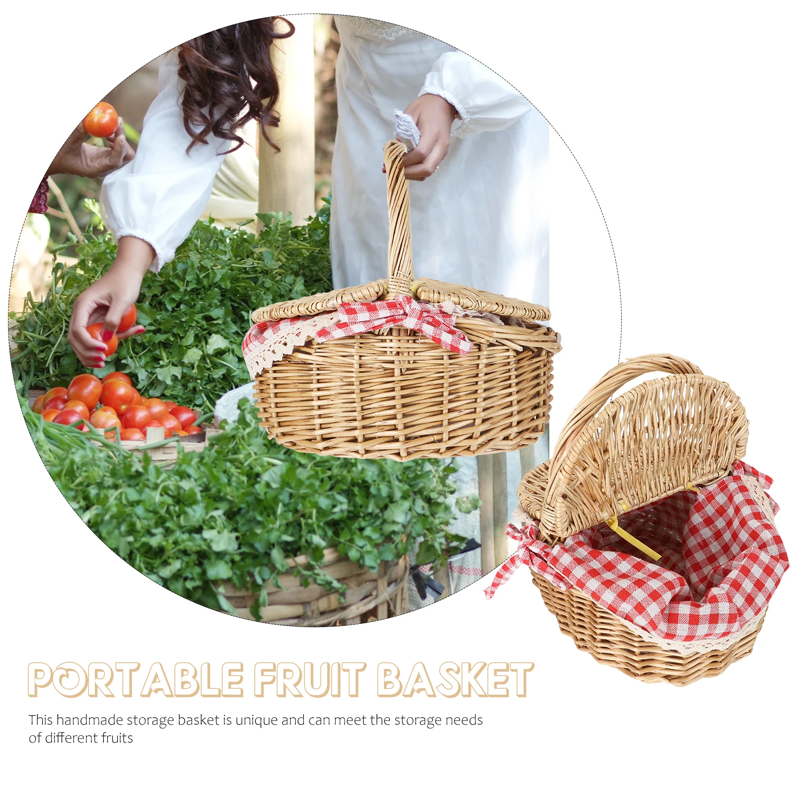 

Wicker Weaving Basket Storage Fruit Bread Vegetable Picnic Decoration Lightweight Durable Multi Scene Space Saving