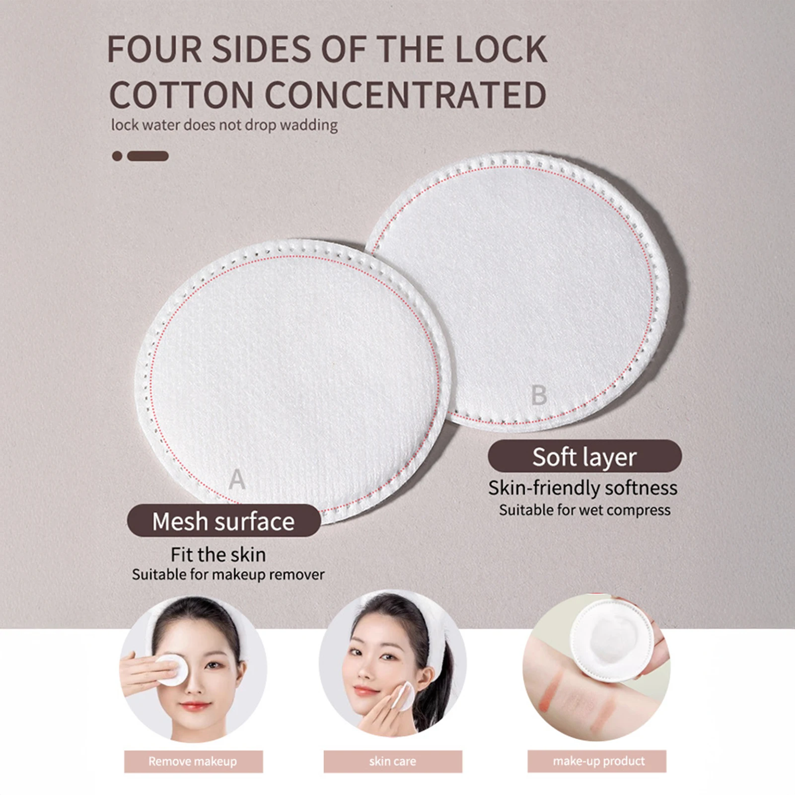 وسادات قطنية مستديرة لإزالة المكياج، أقمشة ناعمة صديقة للبشرة، وسادات قطنية لفرش المكياج وأحمر الشفاه #1