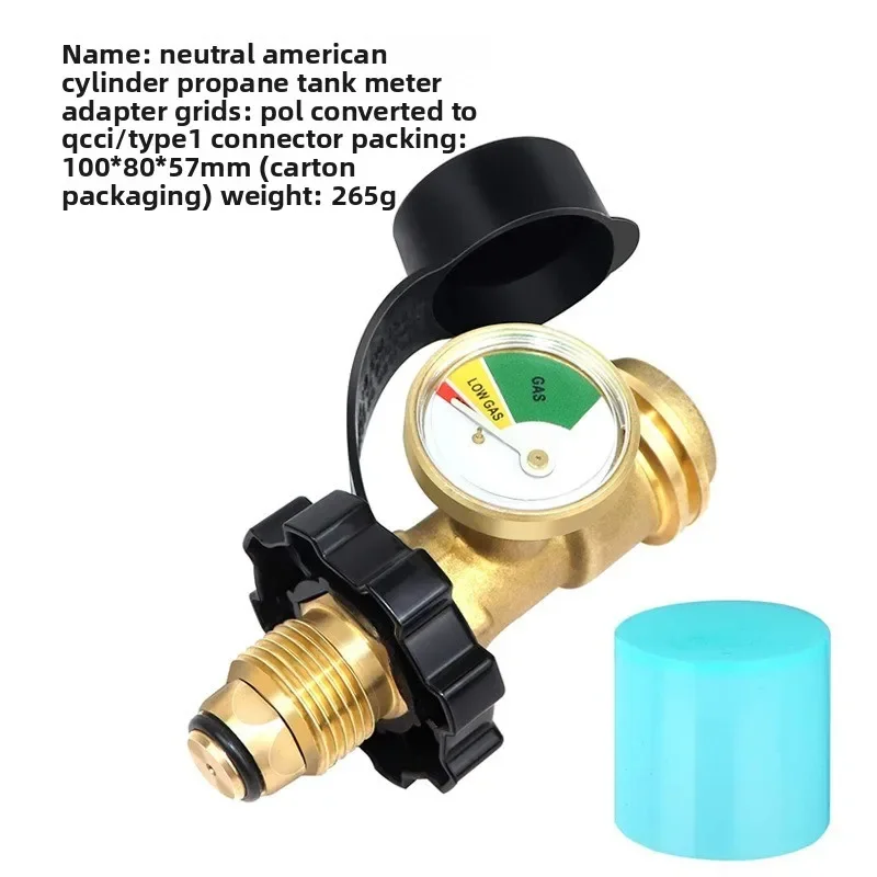 North American POL Converter QCC with Pressure Gauge Adapter American Gas Propane Tank Connector 2.5PSIG-20PSIG