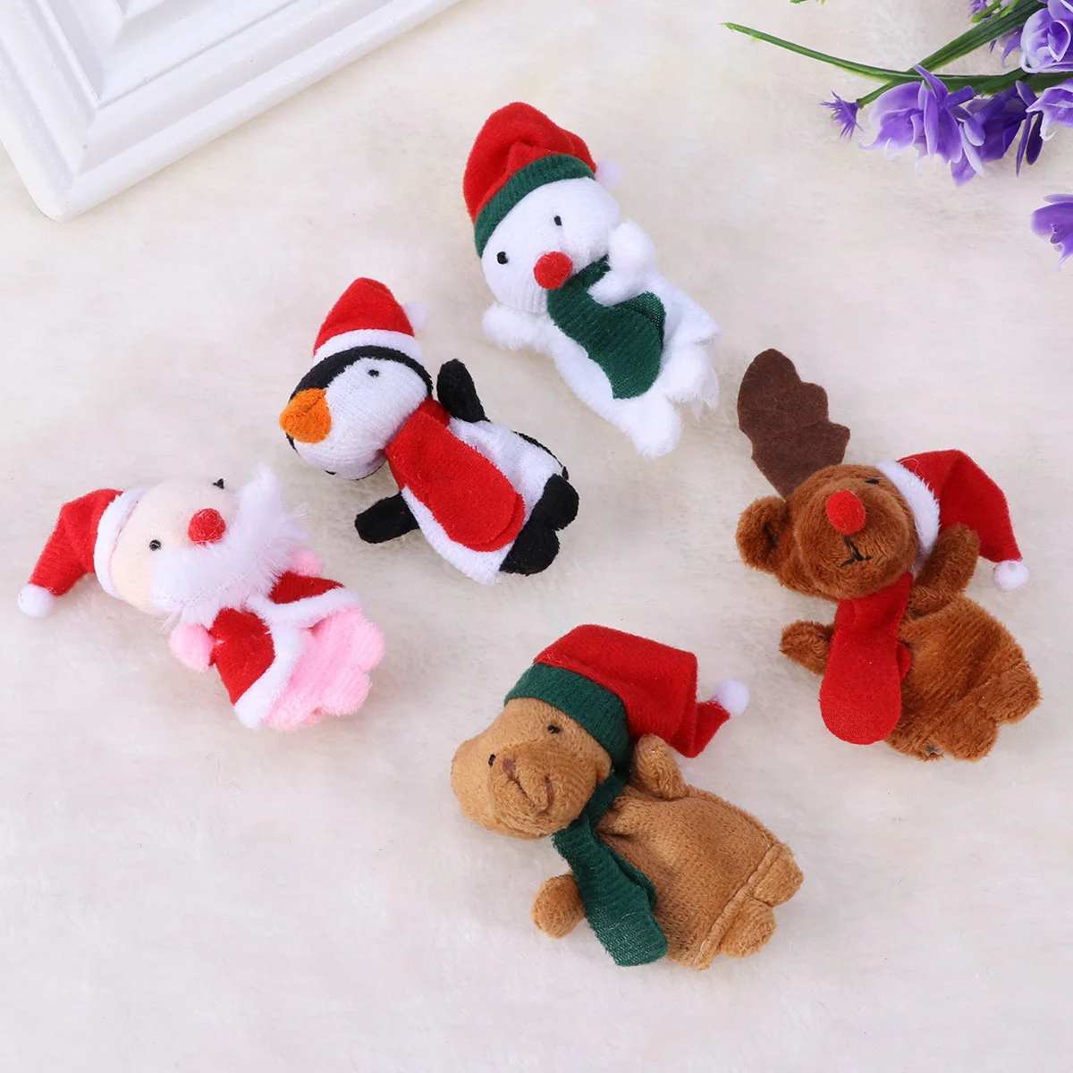 10 Stück Weihnachts-Fingerpuppen Santa Elch Sonowman Pädagogische Fingerpuppen Puppen Handspielzeug Kinder Fingerpuppen