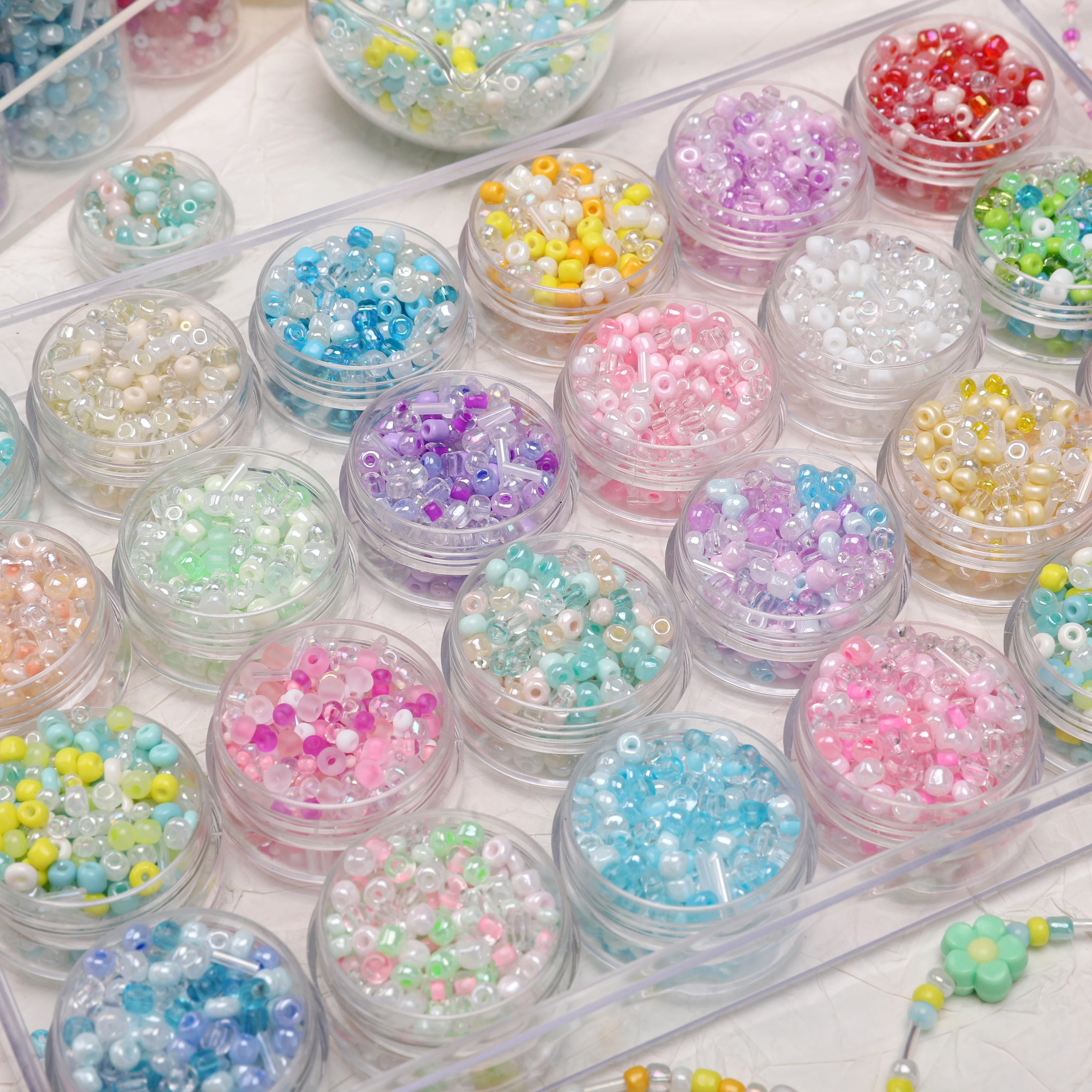 Manik-manik Kaca Campuran Warna 20g, Manik Spacer Lepas Untuk Perhiasan Buatan Tangan, Gelang, Rantai Ponsel, Kerajinan, Perlengkapan Pembuatan