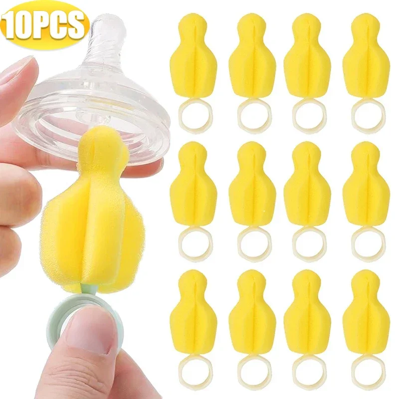 Yellow Sponge Nipple Brush Baby Milk Bottle Washing Tools 360° Rotating Cleaning Brush Infant Pacifier Brushes Nipples Cleaner