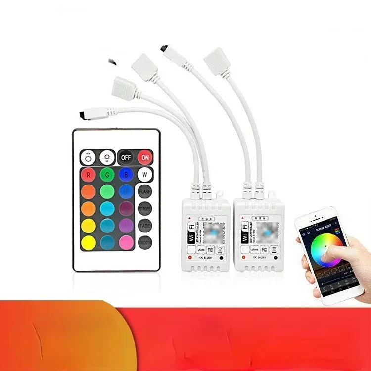 24Key LED 컬러 컨트롤러, WIFI 블루투스 원격 제어, 12V 5050 2835 스트립 라이트 리본, 야간 적외선