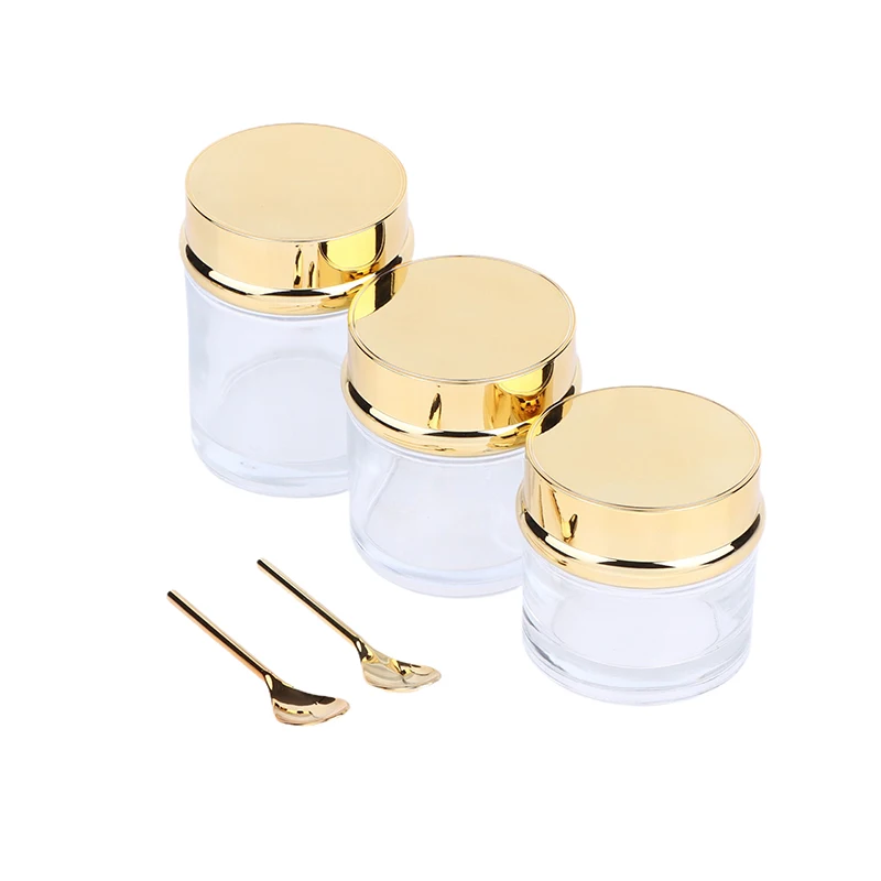 30/50/80/100 جرام الكهربائي جرة كريم فارغة إعادة الملء زجاجة محلول مع ملعقة السفر حاوية مستحضرات التجميل #6