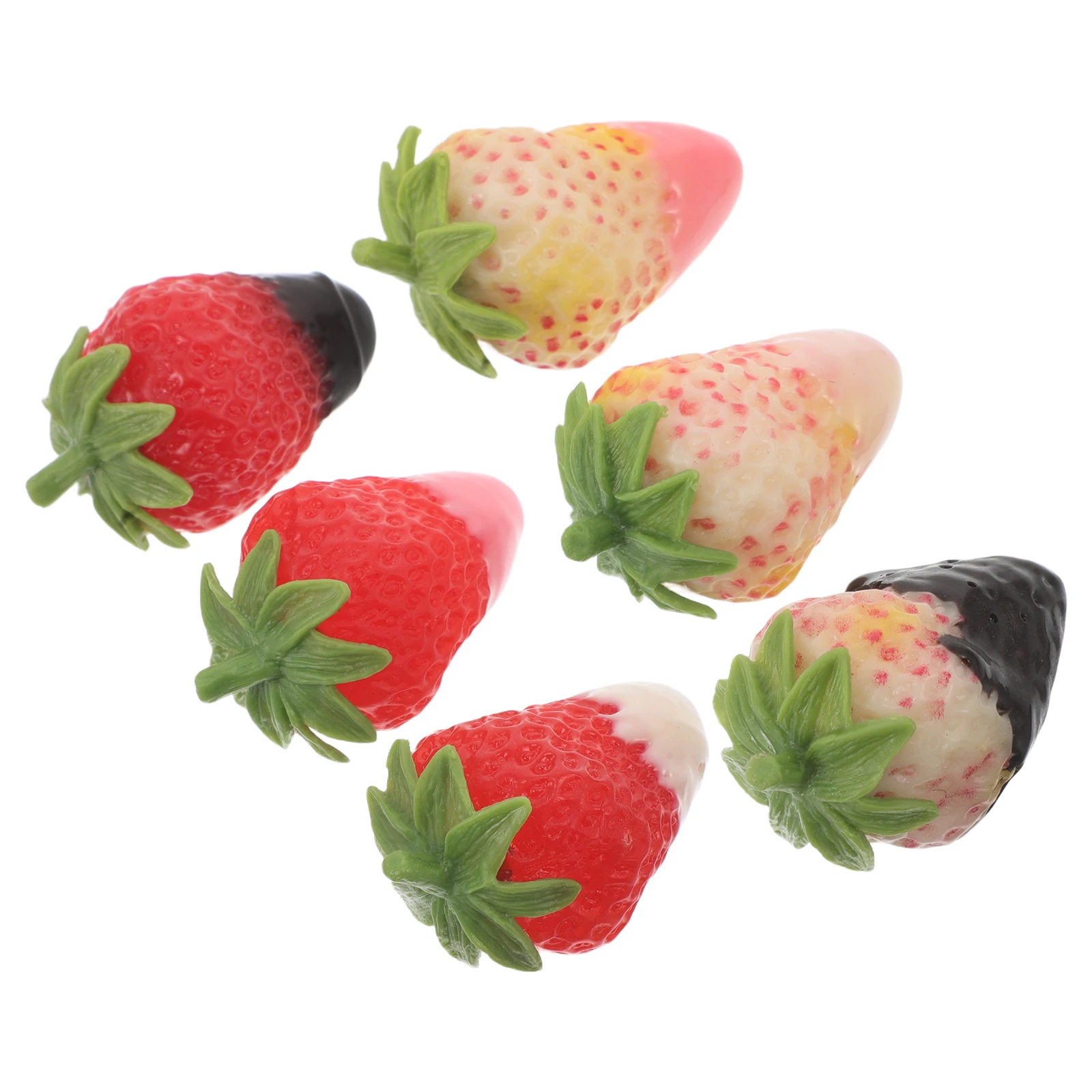 

6 Pcs Simulated Sauce Grass Ornaments Fake Fruits for Cakes Strawberries Artificial Decorative Decoration Pvc Pendant