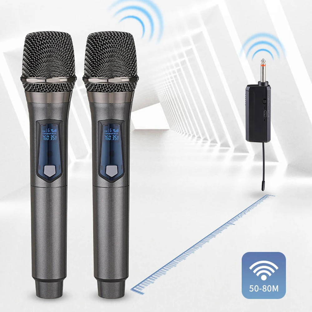 

Wireless Microphone Handheld Dynamic Mic System with Rechargeable Receiver for Party Karaoke Singing Party Church Show Meeting