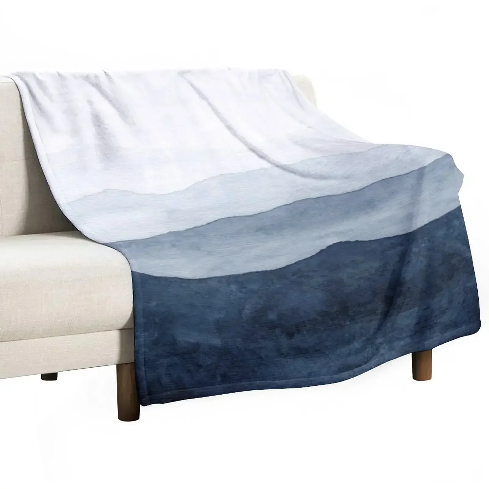 

Mountains Ombre | Indigo Abstract Watercolor Throw Blanket Decorative Sofas Thermal Blankets