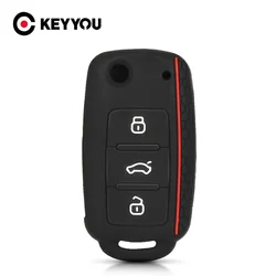 KEYYOU Silicone Remote Key Fob Case Cover For SEAT Leon Ibiza For VW Golf Polo Bora Beetle Tiguan For SKODA Fabia Superb