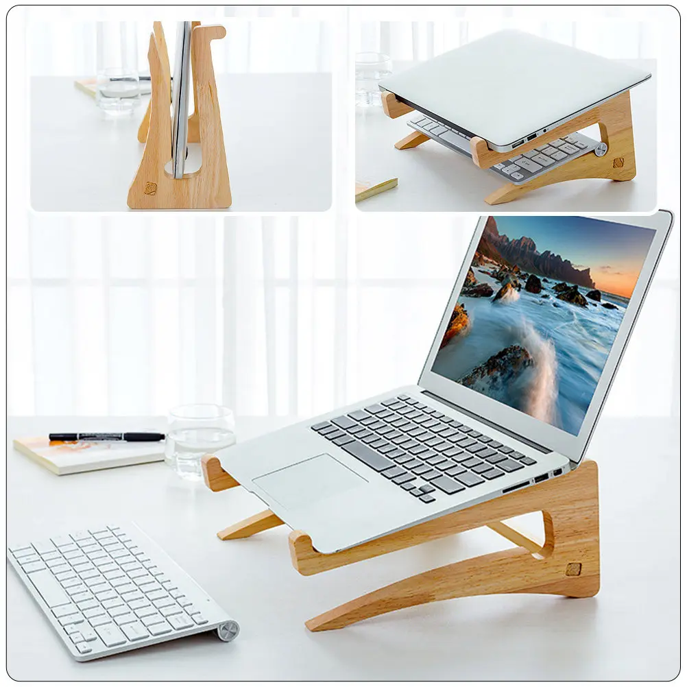 Notebook Computer Wooden Stand Premium Laptop Riser Modern Design Office Desk Holder Keyboard Lift Heat Dissipation Laptop view 5