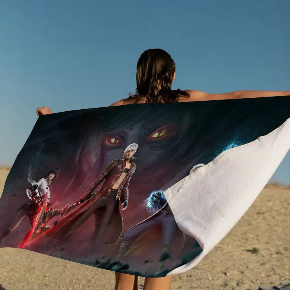 D-Devil May Cry cartoon Bath Towel Microfiber Soft Water Absorbing Breathable For Girl Kids Decorative Cartoon Beach Towel