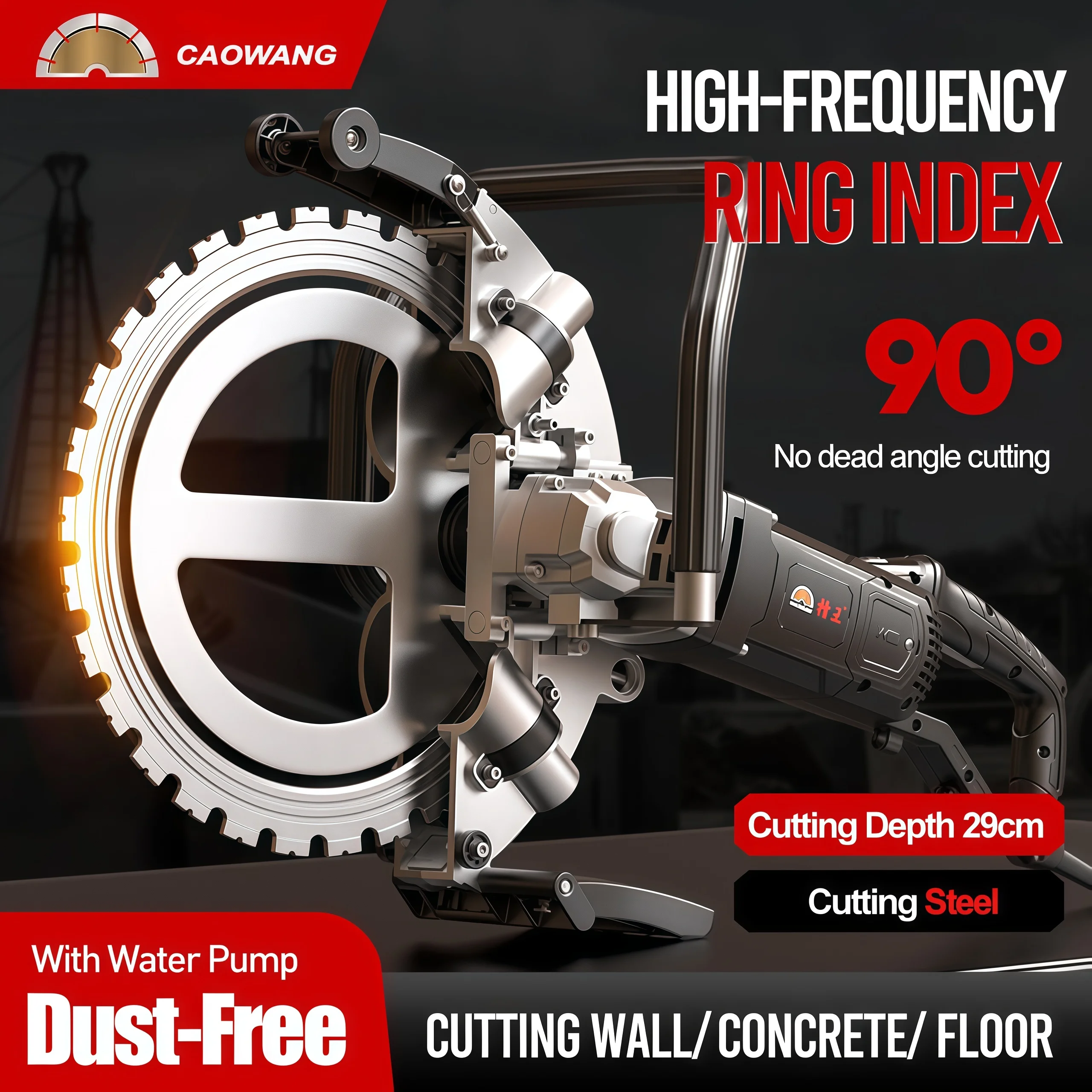 New High-Power 5200W 290mm Circular Saw Concrete Cutter, Handheld Wall Cutting Circular Saw, Home Concrete Cutter