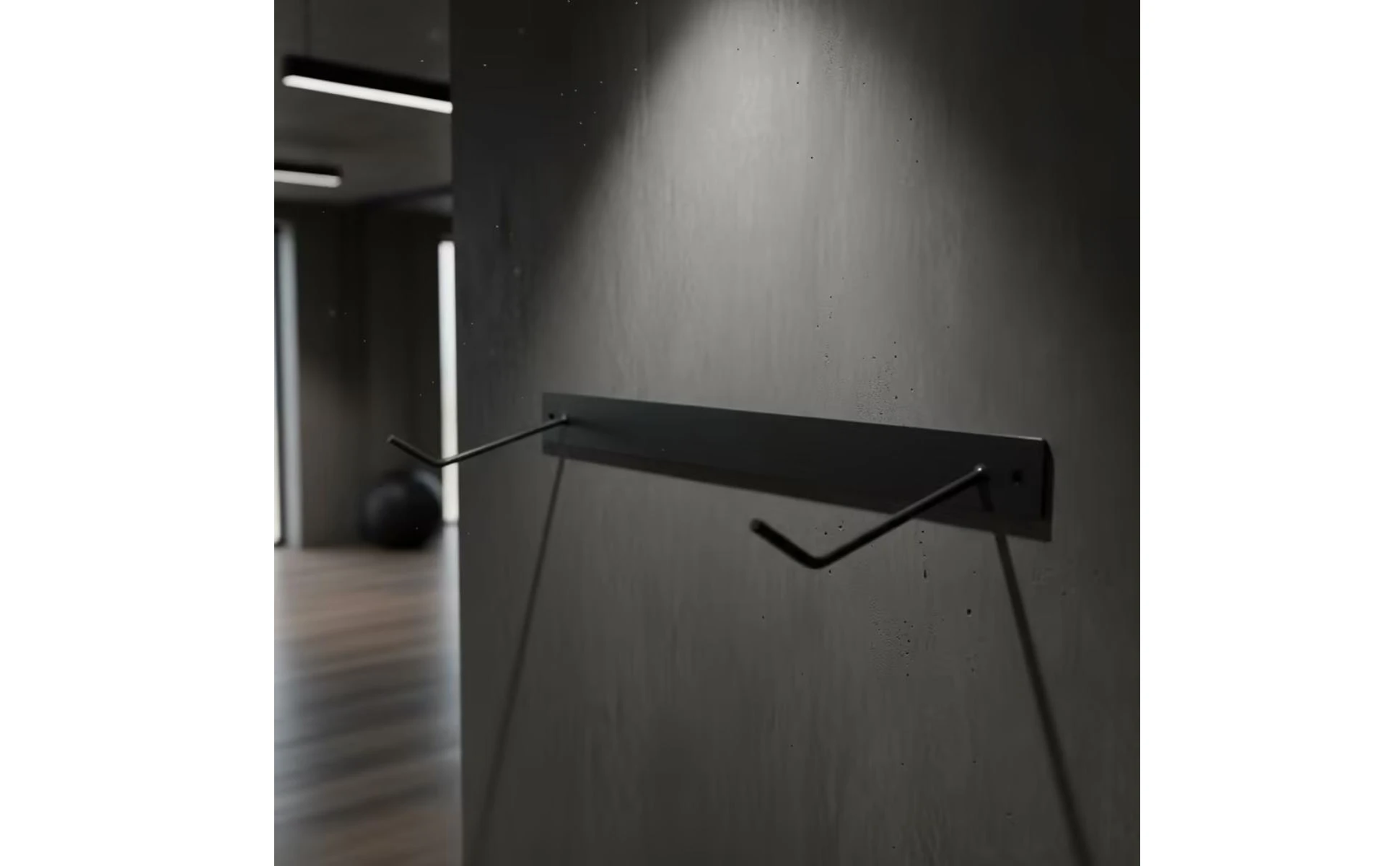 Fitness Mat Storage Rack Metal Fitness Mat Rack Shelf with Hooks Heavy-Duty Sturdy for Yogis, Home Gym, Workout Room