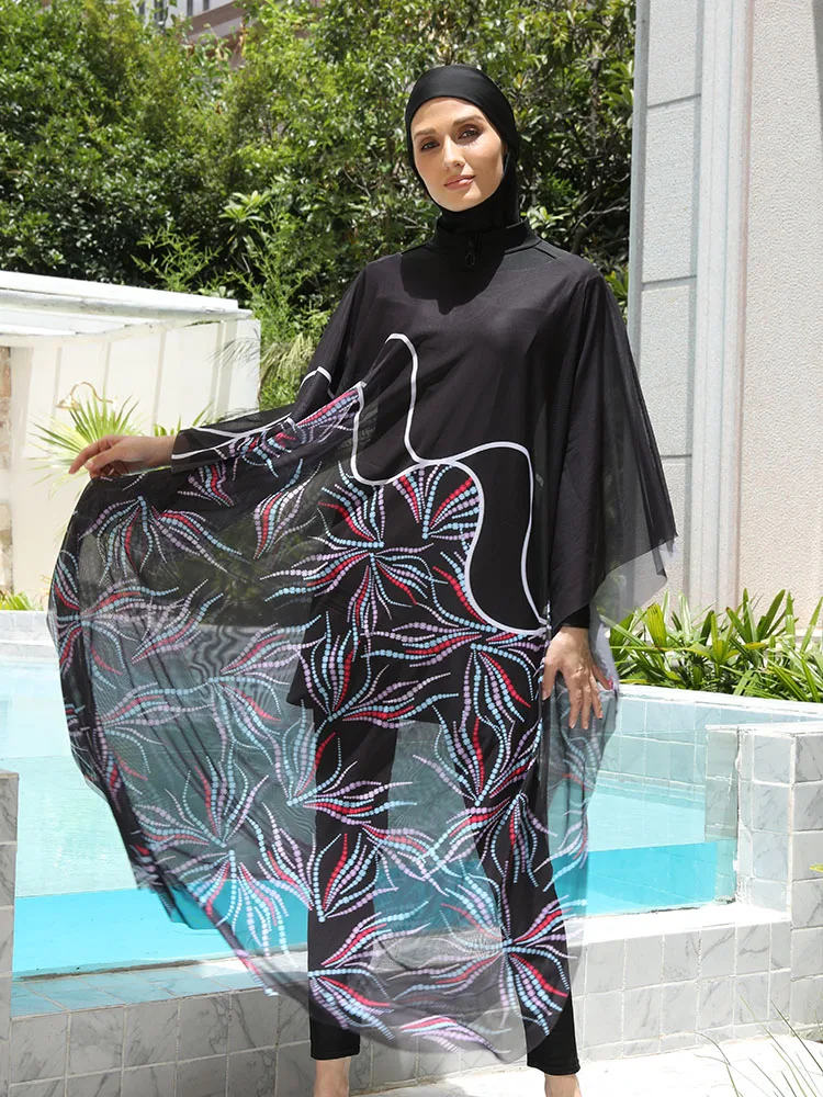 One Size Beach Wear Dress Beach Cover Ups for Women Muslim Modest Swimwear Women Shawl(Excluding the set inside)