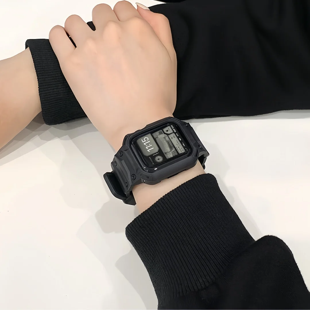 Fashion TPU Band + Case For Apple Watch Series 8 7 6 SE 5 4 3 2 1 Sport Watch Strap for IWatch 42mm 38 40 41 46 44 45mm Correa image 4