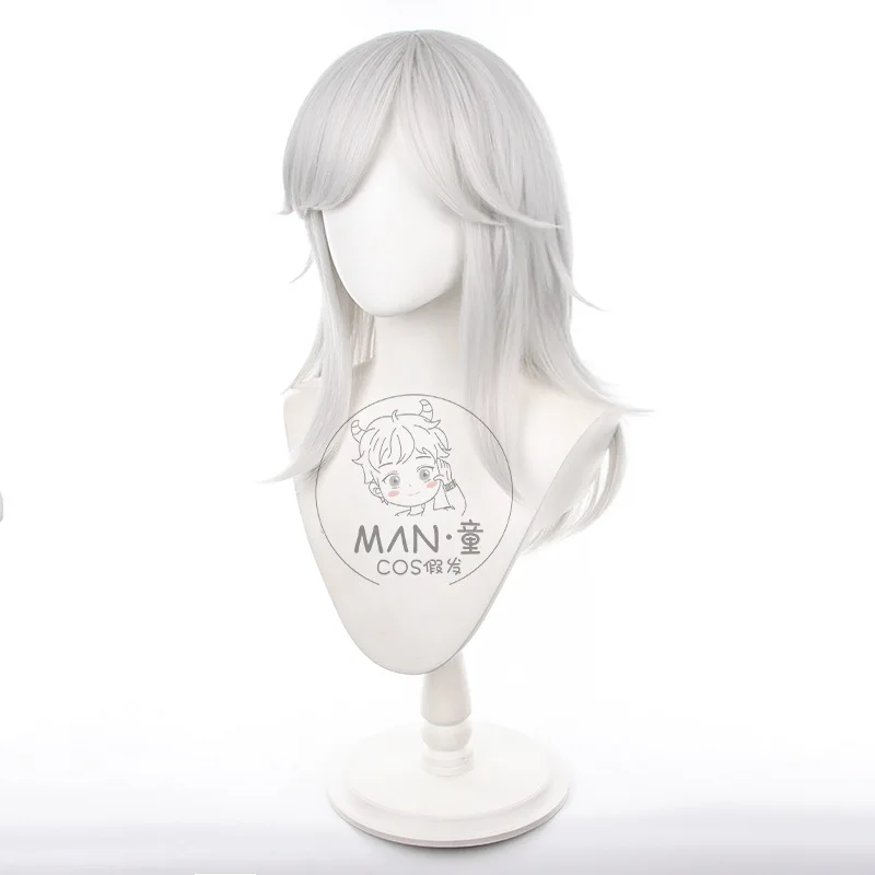 شعر مستعار جينشين إمباكت سينو التنكري سوميرو ذو شعر طويل فضي وأبيض هدية الهالوين #3