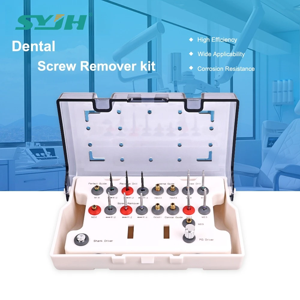 

19pcs/Box Implant Abutment Needle and Screw Extractor Dental Screw Remover Kit Surgical Claw Remover Reverse Drill Dentist Tools
