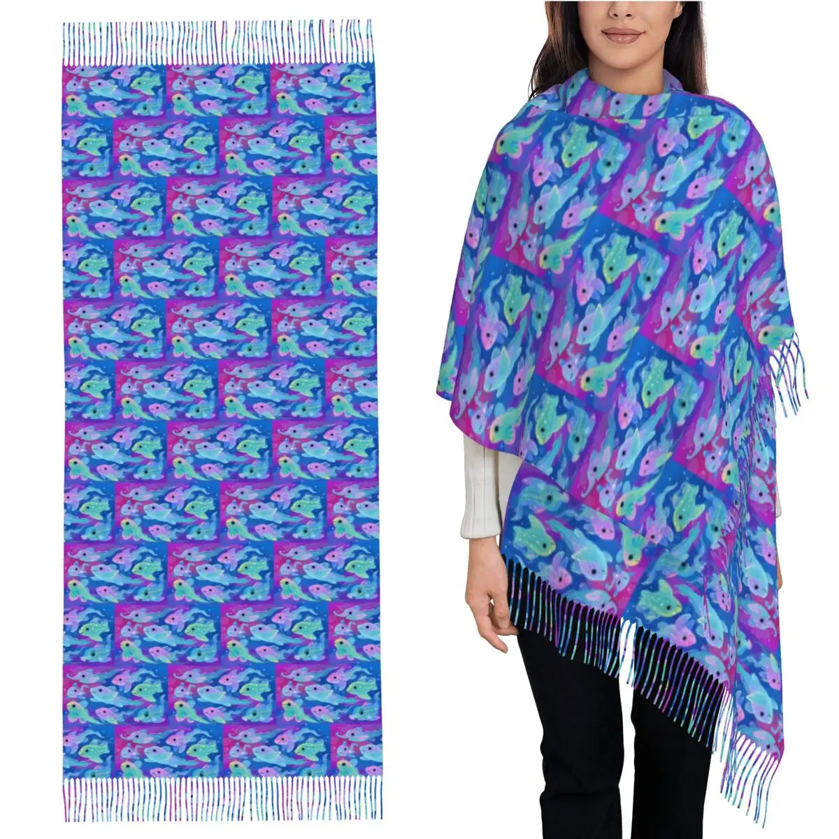 

Chimaera (Ghost Sharks) Scarf Tassel Scarves Women Soft Warm Shawls and Wraps Long Fall Winter Shawl Wrap