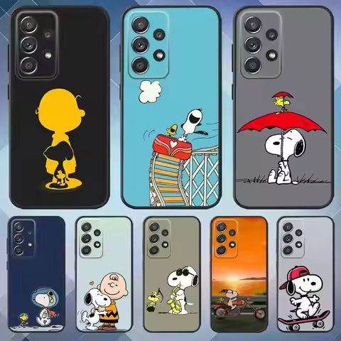 Cartoon S-Snoopys-Cool Phone Case For Samsung S25,S24,S21,S22,S23,S30,Ultra,S20,Plus,Fe,Lite,Note,10,9,5G Black Cover