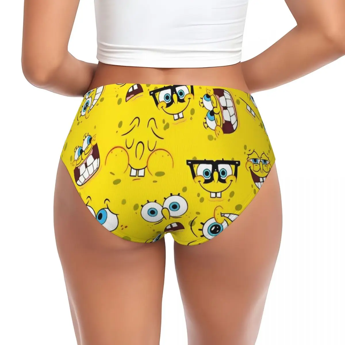 Women's SpongeBobed Anime Cartoon Briefs High Waisted Seamless Underwear Invisible Full Coverage Briefs Panties