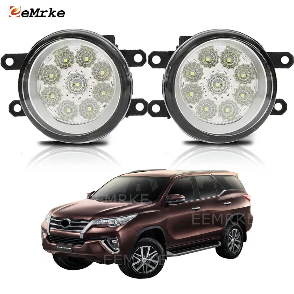 Upgrade Led Fog Lights Assembly PTF for Toyota Fortuner SW4 2015 2016 2017 2018 Car DRL Daytime Running Light 9-LED Fog Lamp