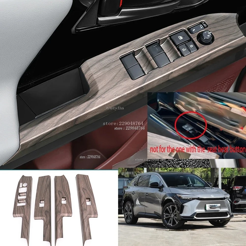 LHD For Toyota BZ4X EA10 2022 2023 2024 interior Peach Wood Door Armrest Window Lift Switch Cover Gear Shift Air Vent Cover Trim