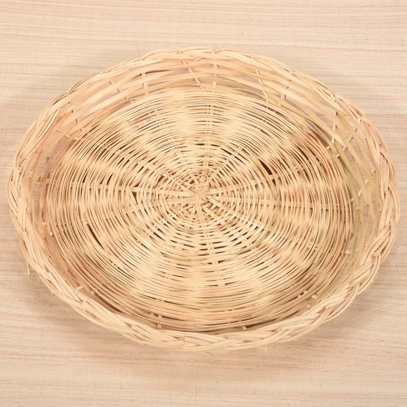 Bamboo Paper Plate Holder - 10 Inch Round Woven Plate Holder, Reusable Paper Plate Holders For Picnic Party