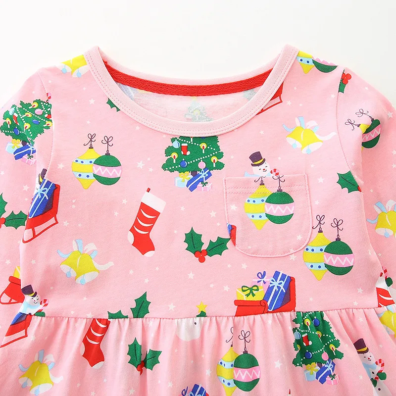 تنورة أطفال لعيد الميلاد على الطراز الأوروبي والأمريكي لعام 2025 منتج جديد للخريف فستان بناتي من القطن المحبوك برقبة دائرية pr #4