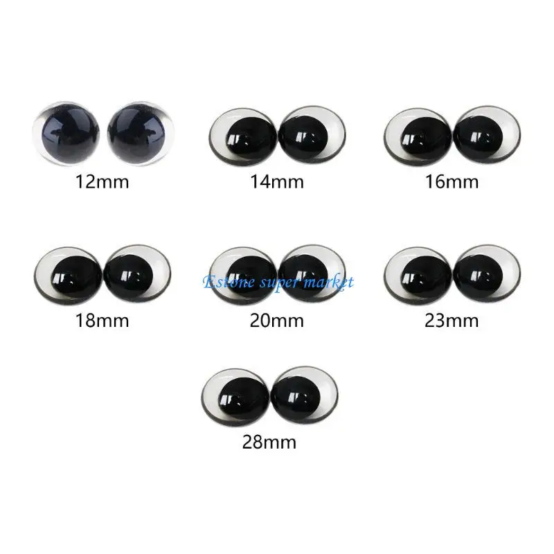 090B 10x Natural Looking Doll Eye Plastic Flat Eyes With Screw Back for Craft Figure