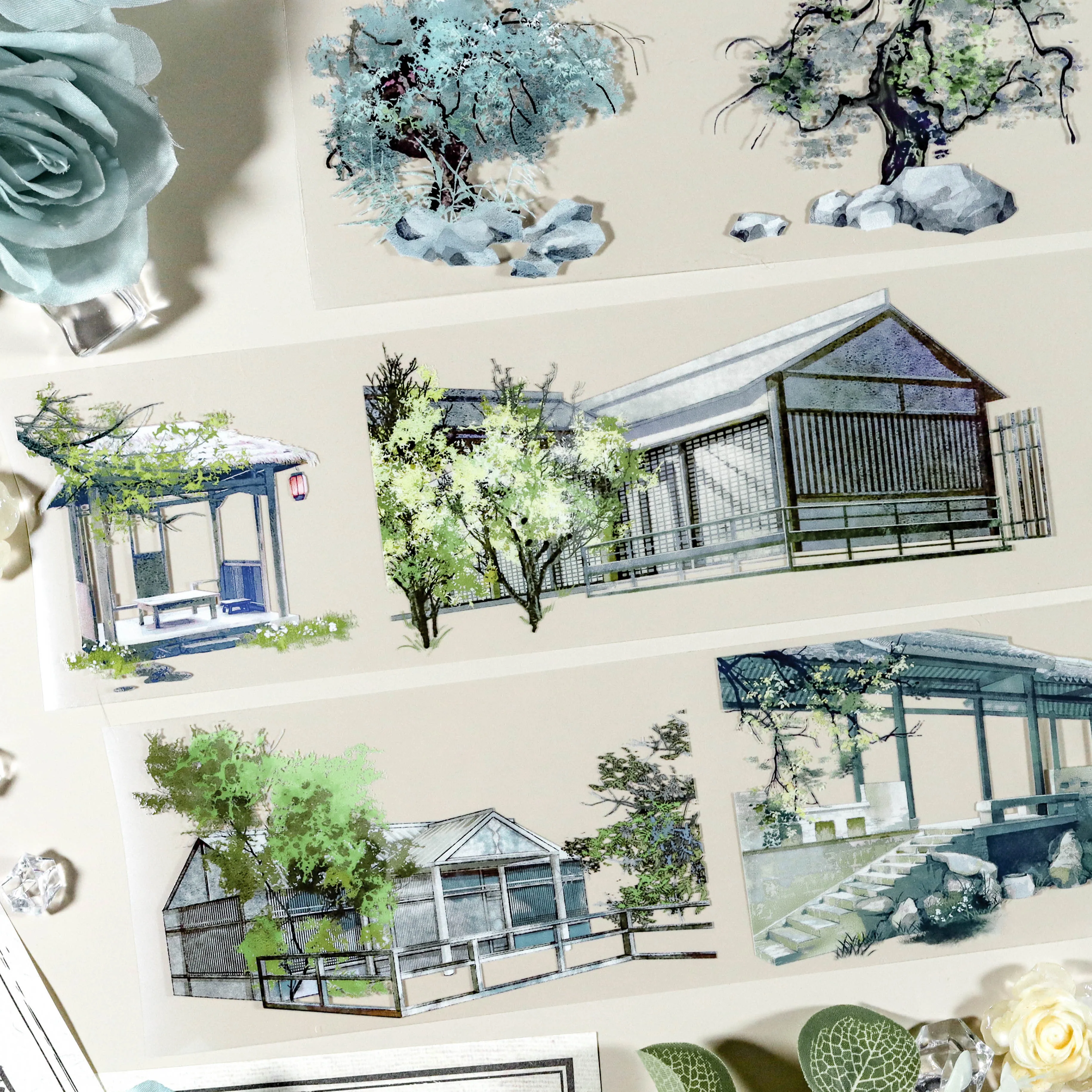 Xia Liangju Washi Tape - Tape PET Landscaping Summer Scenery Ancient Style National Style Collage Card Diy
