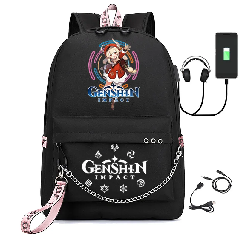 

Genshin Impact Рюкзак Косплей Аниме Мультфильм Студенты Мальчики Девочки Школьная сумка Колледж Молодые мужчины Женщины Оксфорд Водонепроницаемый рюкзак