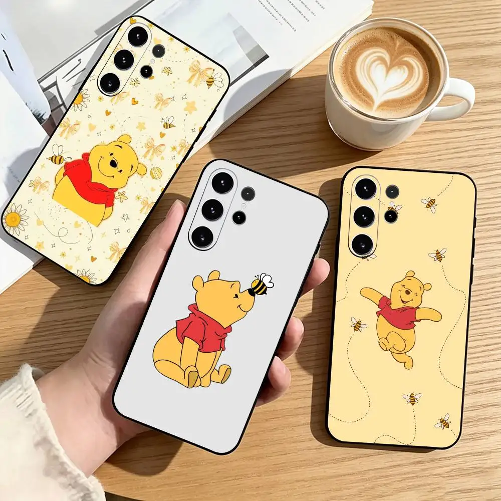 Winnie the Pooh-S Cartoon  Phone Case For Samsung S25,S24,S21,S22,S23,S30,Ultra,S20,Plus,Fe,Soft Silicone Black