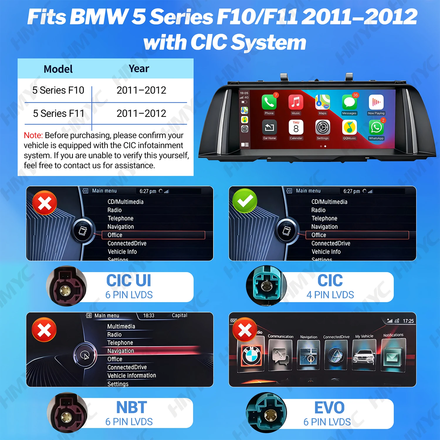 Immagine 3: Lettore multimediale touchscreen Linux da 10,25 pollici per BMW Serie 5 F10/F11 2011-2012 CIC Wireless Carplay Android Auto GPS Navigazione