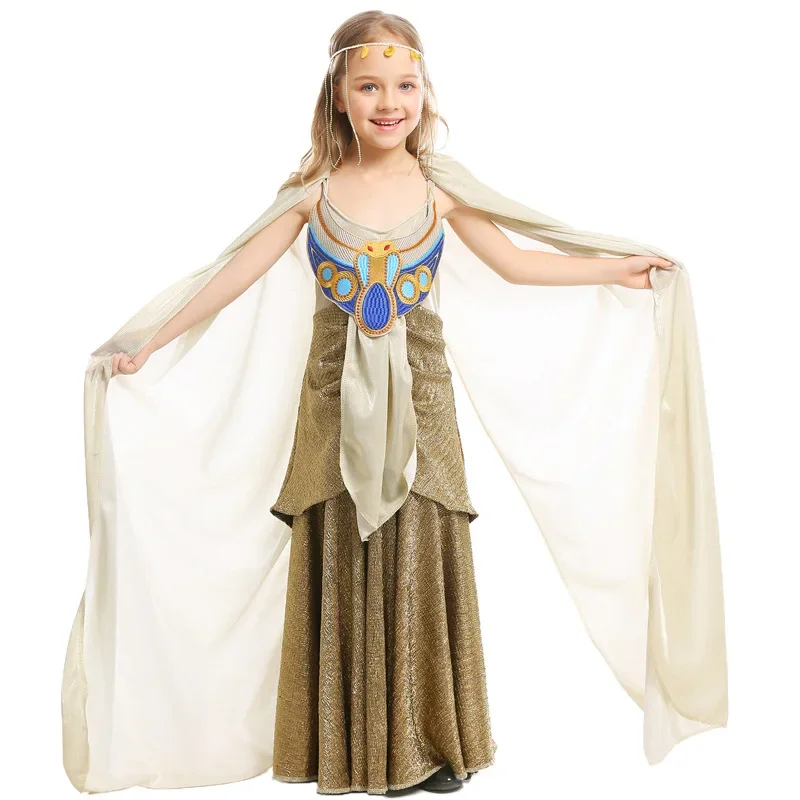 

Ancient Egypt Egyptian Pharaoh Cleopatra Princess Costume for Halloween Costumes Girl Kids Cosplay Clothing Carnival Stage Dress