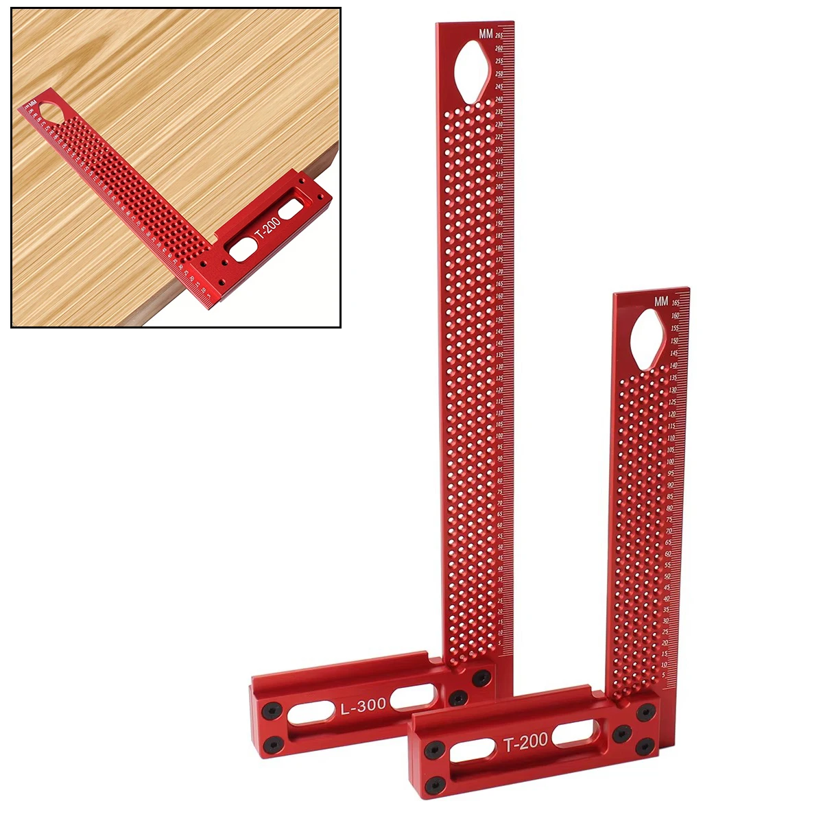 

200mm/300mm Precision Scriber Woodworking Scriber Square Marking Ruler Aluminum Hole Positioning Crossed-out Hole Marking Gauge