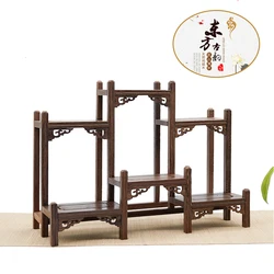 Natural Wood Rosewood Antique-and-curio Shelves Tea Pot Holder Solid Wood Chinese Set Goods of Furniture for Display