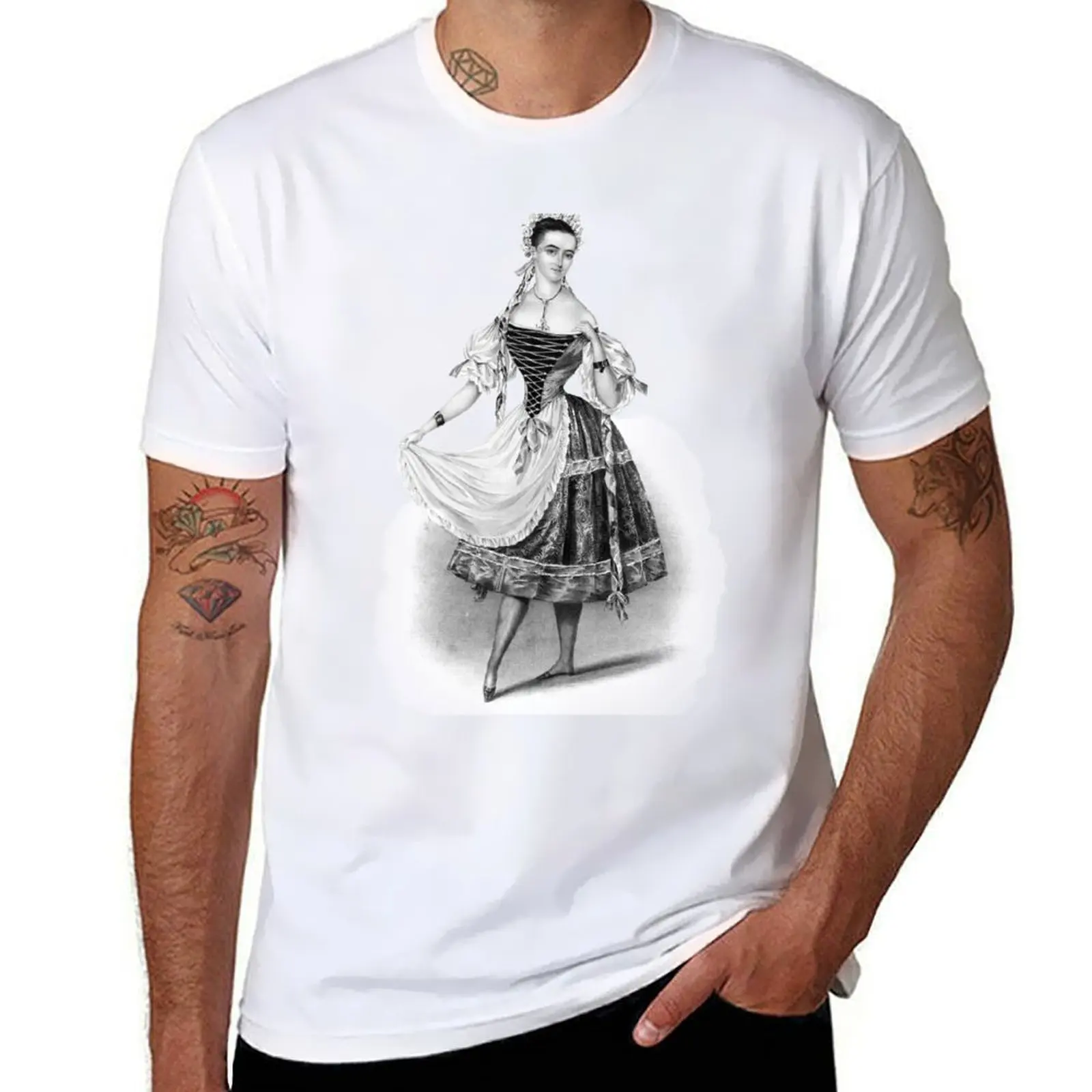 

Female Ballet Dancer Vintage Print T-Shirt funny t shirts dark humor t shirts for man pack white T-Shirt