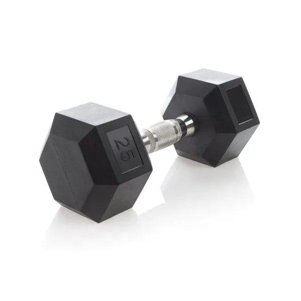 

Durable Rubber Coated Hex Dumbbell with Chromed Handle