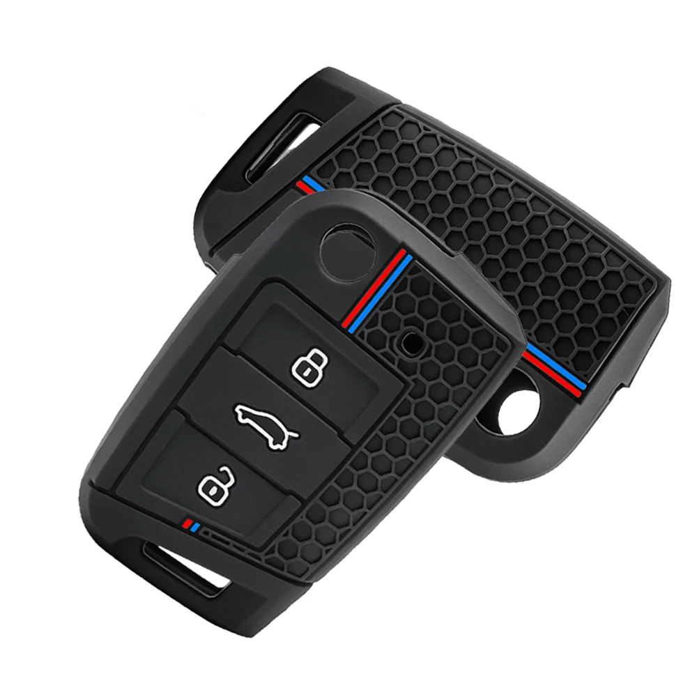 Key Case Cover for VW Golf 7 GTI POLO T-Cross T-Roc Touran Tiguan Skoda Octavia Rapid Kodiaq Fabia Seat Ibiza Leon Ateca Arona