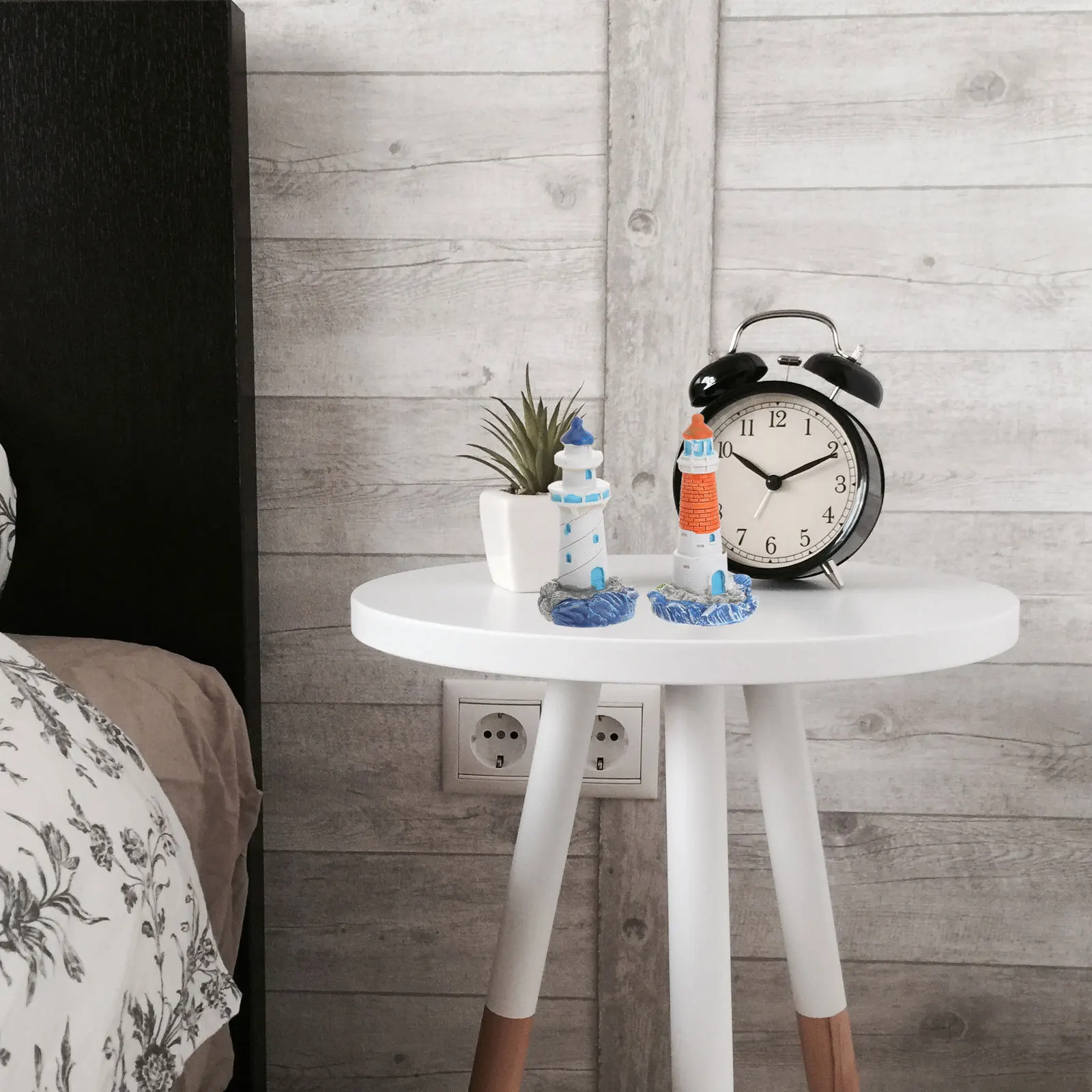 

4Pcs Mini Lighthouse Ornament Mediterranean Style Resin Decorative Accessories for Succulent Plants Fairy Garden Micro Landscape