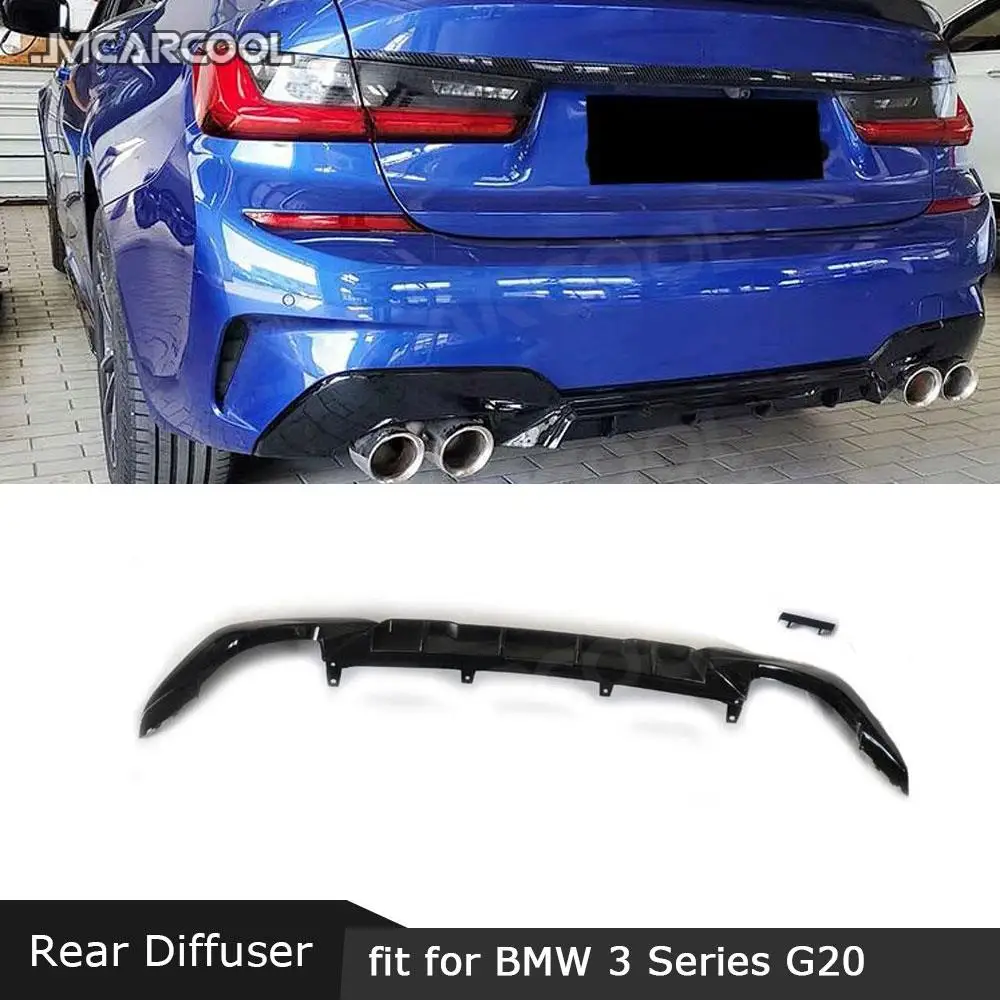 

3 Series PP Rear Bumper Lip Diffuser Spoiler For BMW G20 G28 M Sport 2019 2020 Square Exhaust Tip Type Diffuser