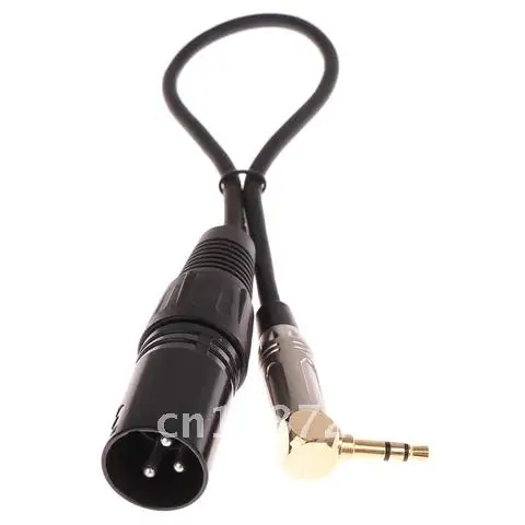 Male 3.5 Jack Cable To Male 3.5 TRS Mic Adapter Cord XLR 3-Pin 90 Degree Elbow Stereo Plug 30cm Audio Cable