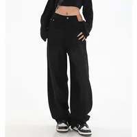 Pantalones vaqueros holgados clásicos Retro de cintura alta para mujer, pantalones vaqueros de pierna recta coreanos para uso diario, pantalones largos cómodos para niñas