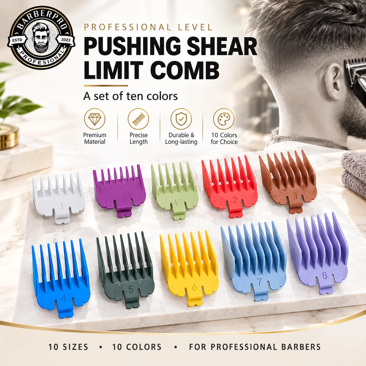 10Pcs Barber Hair Clipper Limit Guide Comb Universal Cutting Guide Comb Multiple Models Haircut Tools Hair Clipper Limit Comb