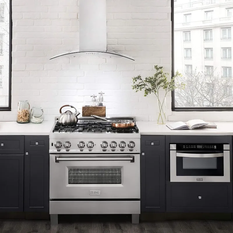 ZLINE شفاط تثبيت على الحائط بفتحة تهوية قابلة للتحويل مقاس 30 بوصة من الفولاذ المقاوم للصدأ والزجاج (KN4-30)