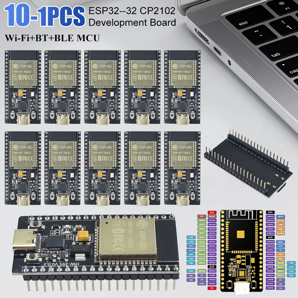 10-1PCS ESP32  32 Development Board TYPE-C CP2102 Universal Wi-Fi+BT+BLE MCU Ultra-Low Power Consumption Wireless Module