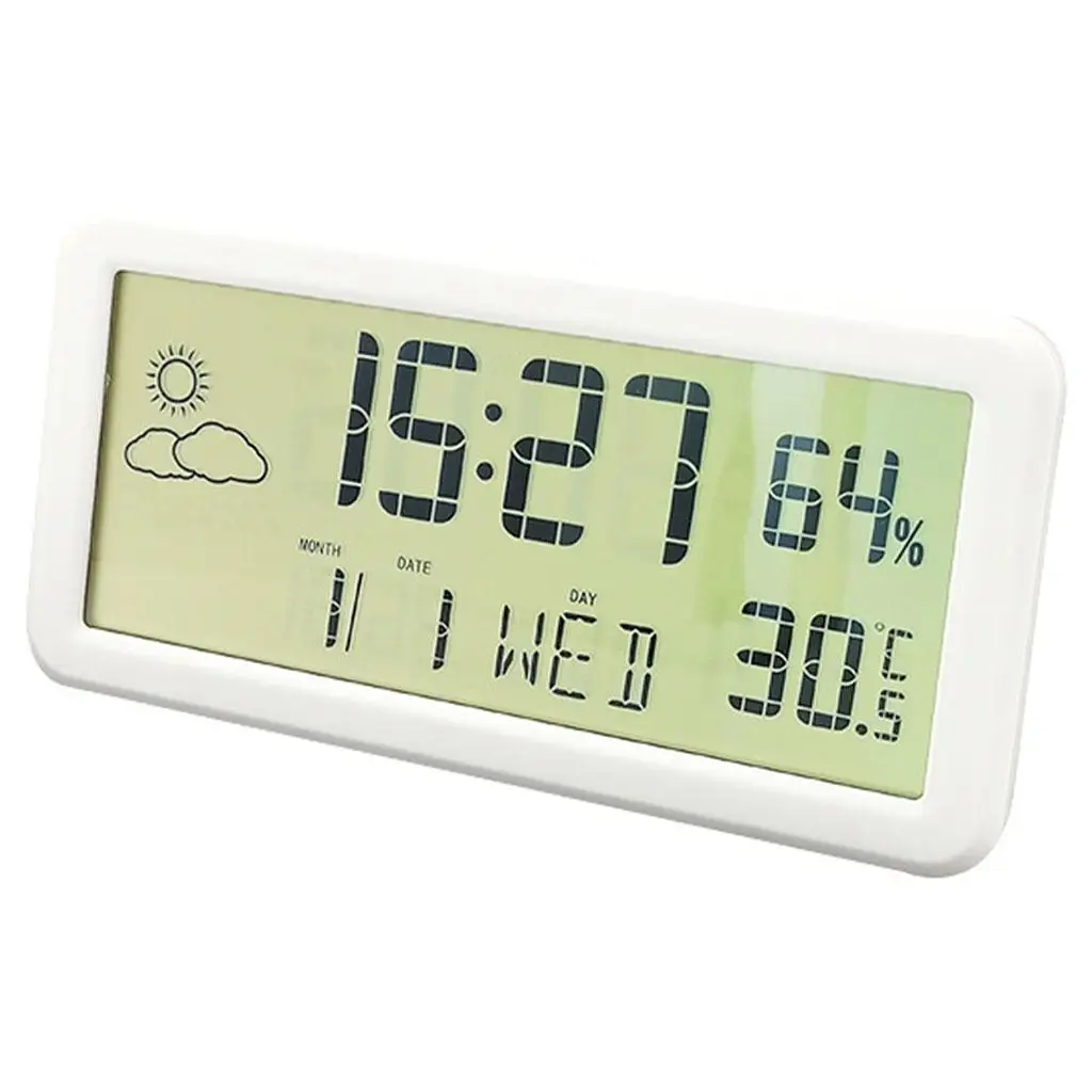 Compact digital alarm clock with LCD display - Large date and time display