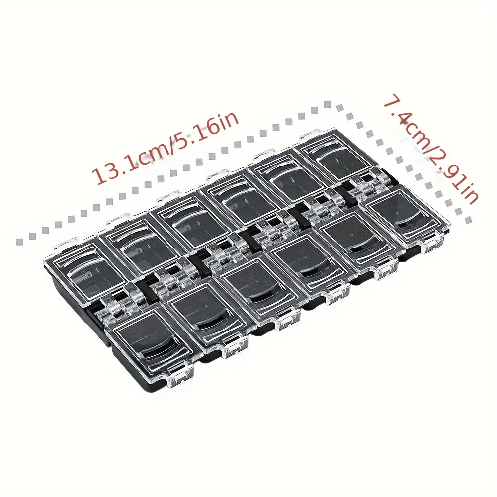 12 Grids Nail Art Storage Box Transparent Organizer For Rhinestone Beads Pearls Films Dried Flowers Shell Powder False Eyelashes
