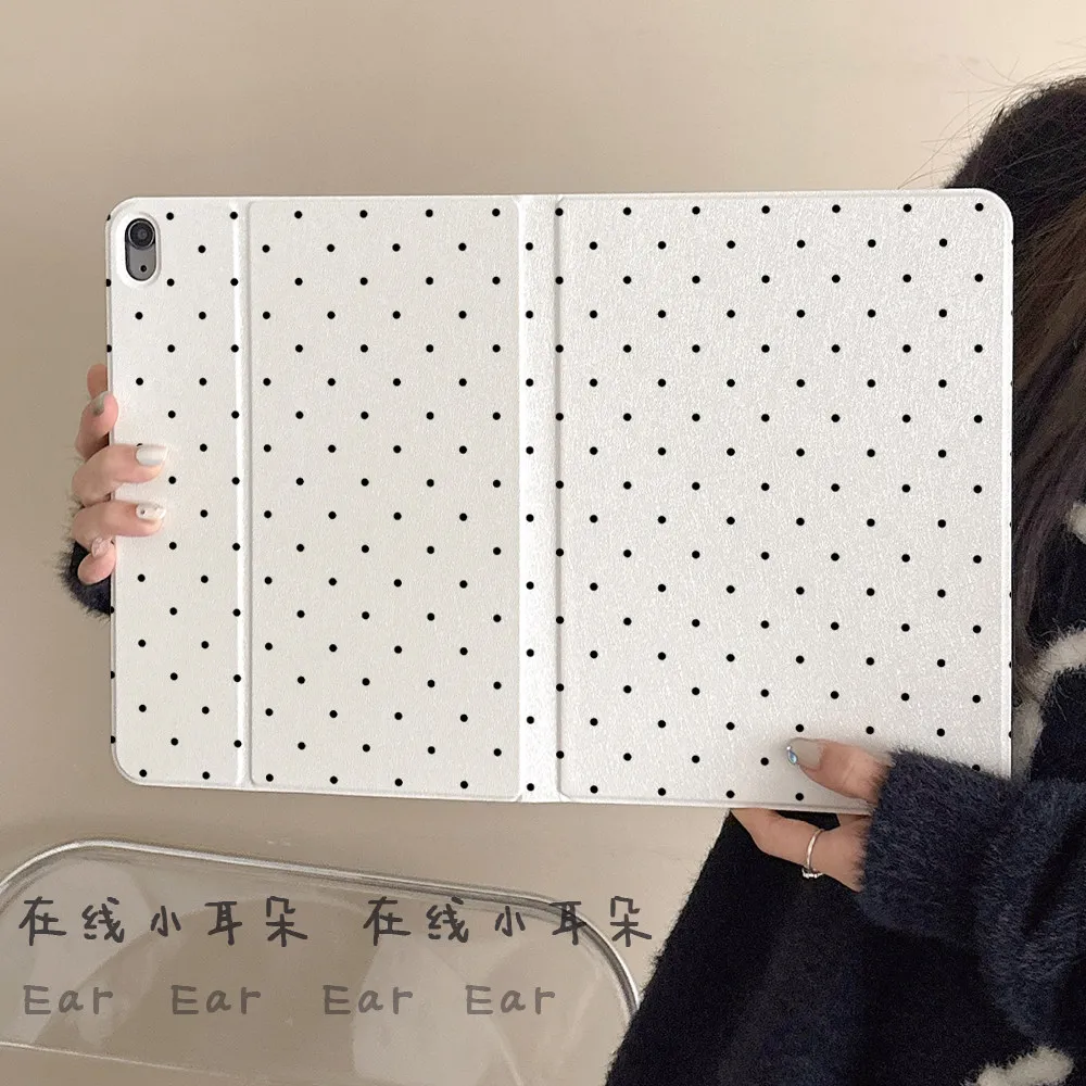 

Korean Ins Minimalist White Polka Dot For iPad Case iPad Pro 11 Air 7 6 5 10.9 10.2 10.5 Mini 7 5 9.7 Soft Book Shockproof Cover