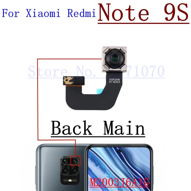 Back Main Rear Camera For Xiaomi Redmi Note 9S Note9 Ultrawide Depth Macro Front Camera Module Flex Cable Replacement Parts